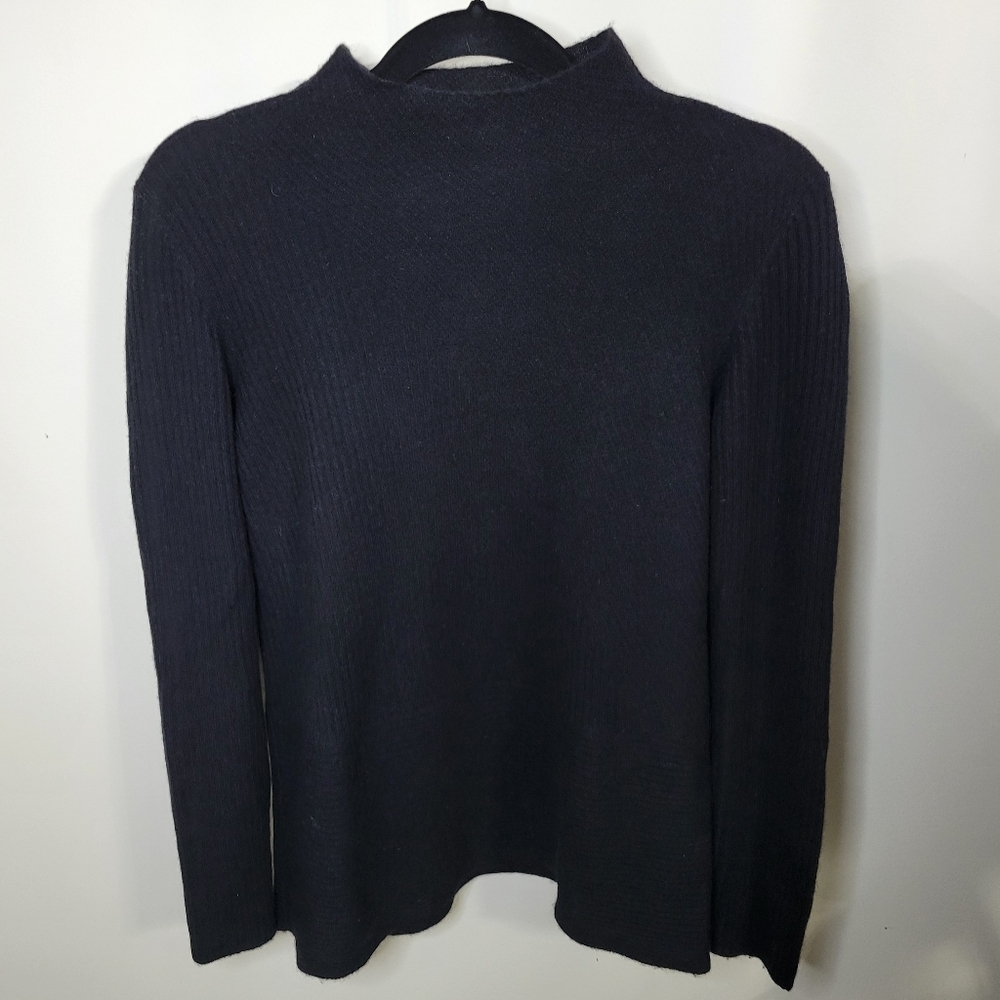 Saks Fifth Avenue 100% Cashmere Black Ribbed Sweater Ribbed, Size S